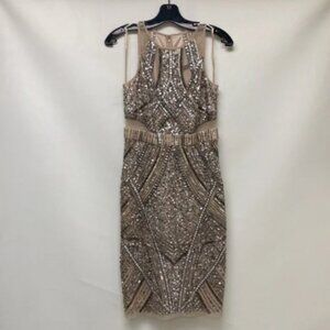 Aidan Mattox cocktail sequins and beaded sleeveless cocktail dress